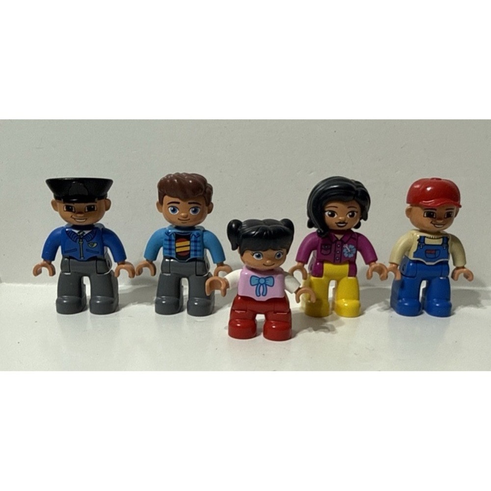 Lego Duplo Figure LOT Of 5 Farmer Trucker Cop Hawaii Lady Man‎ Little Girl Dad